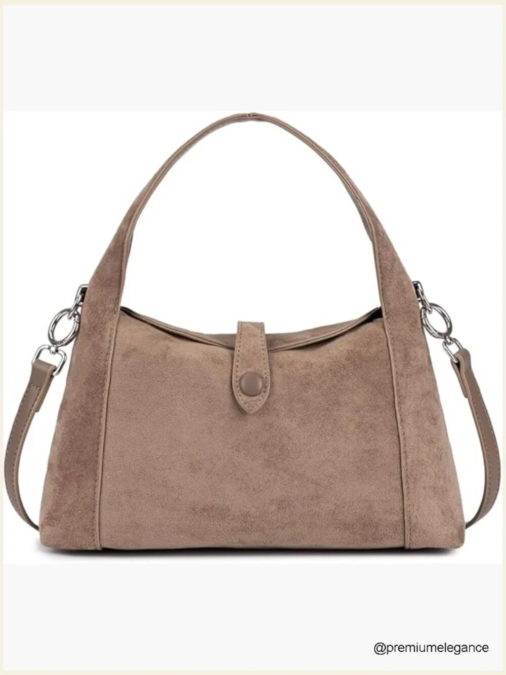 Vintage Half-Moon Suede Hobo Handbag, Crossbody Tote with Detachable Strap
